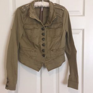 Olive green Free People jacket with beading